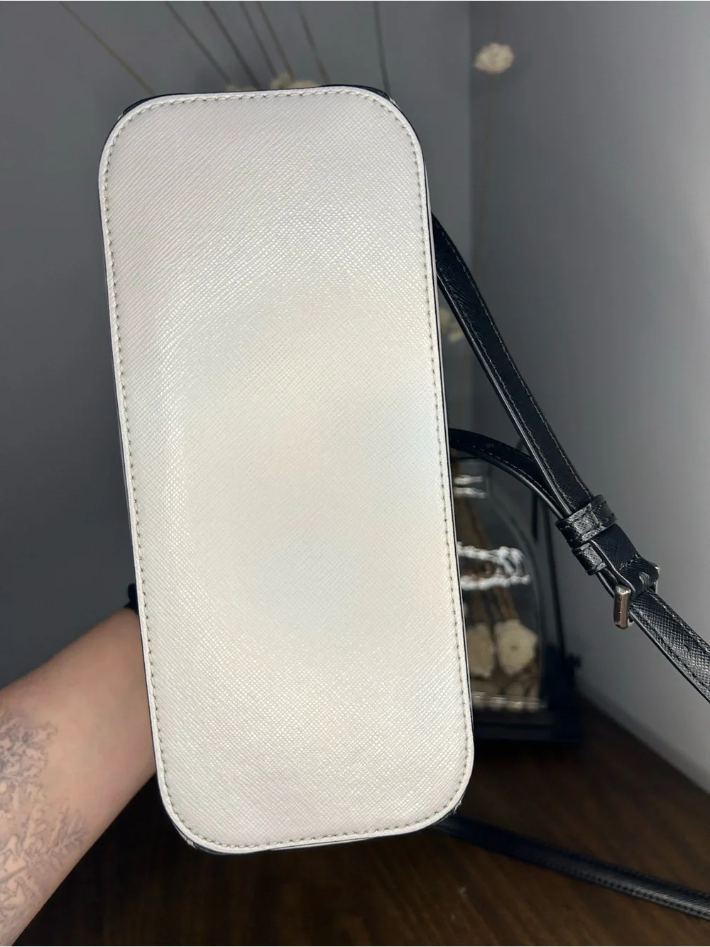 Kate Spade Payton Dome Crossbody Saffiano Leather Gray White Colorblock
